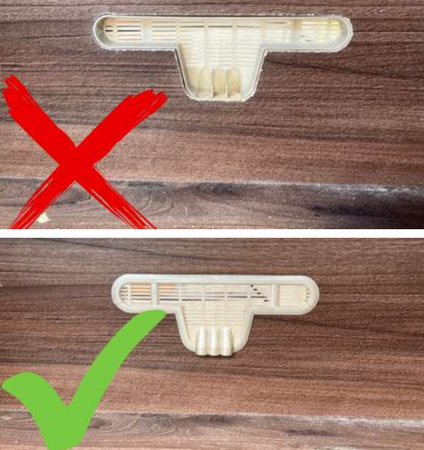 A vent installed correctly (top) and incorrectly (bottom)